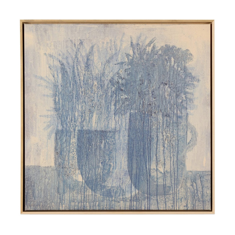 Blue Flowers No. 1 by Benjamin Galvan - Natural Maple Floater