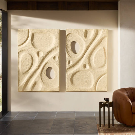 Organic Relief Sculpture Set - Natural Paper Mache
