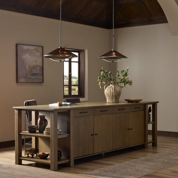 Falkner Kitchen Island - Warm Natural Oak Veneer