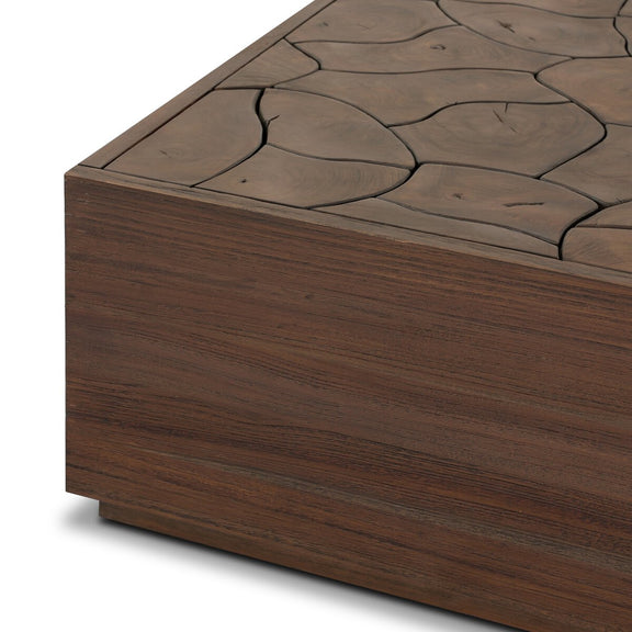 Ridge Outdoor Rectangular  Coffee Table - Stained Saddle Brown-teak Root