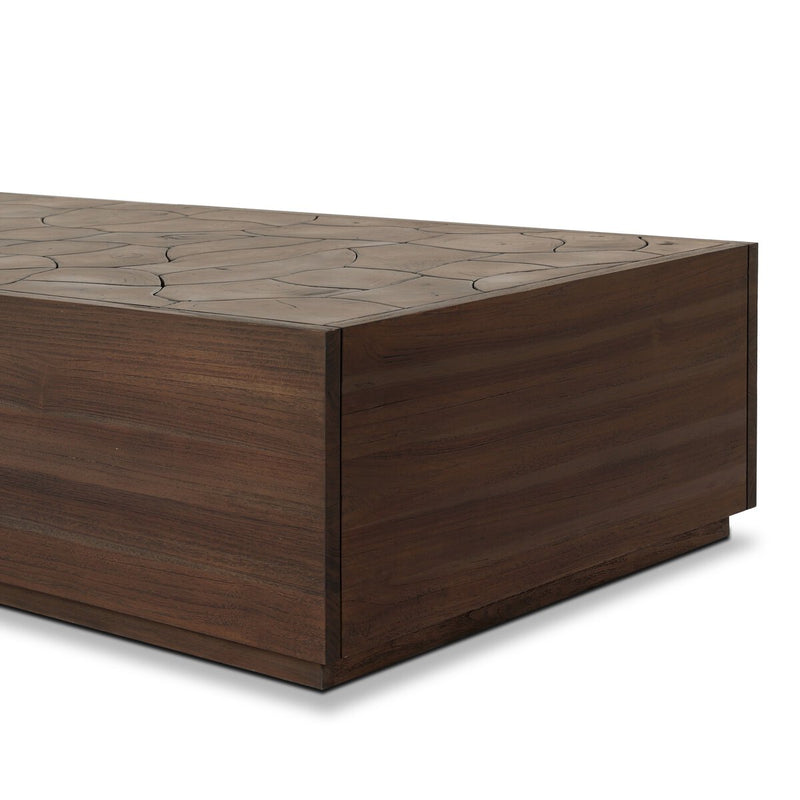 Ridge Outdoor Rectangular  Coffee Table - Stained Saddle Brown-teak Root