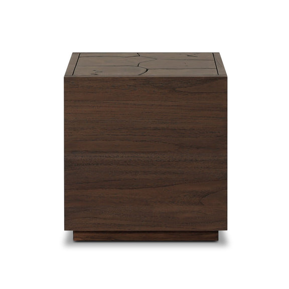 Ridge Outdoor Square End Table - Stained Saddle Brown-teak Root