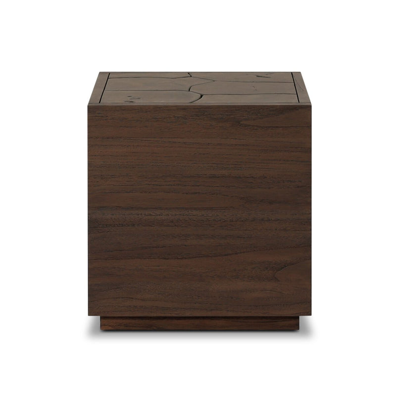 Ridge Outdoor Square End Table - Stained Saddle Brown-teak Root