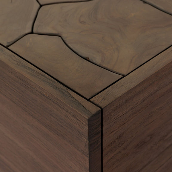Ridge Outdoor Square End Table - Stained Saddle Brown-teak Root