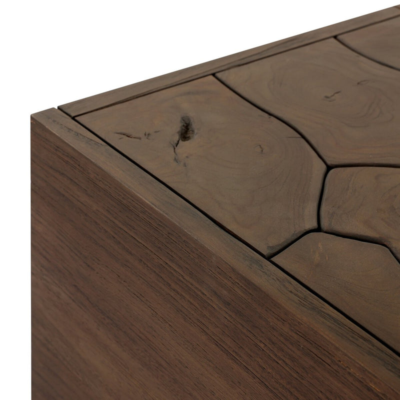 Ridge Outdoor Square End Table - Stained Saddle Brown-teak Root