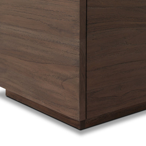Ridge Outdoor Square End Table - Stained Saddle Brown-teak Root