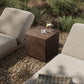 Ridge Outdoor Square End Table - Stained Saddle Brown-teak Root