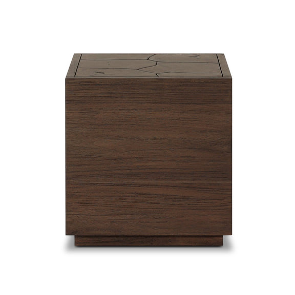 Ridge Outdoor Square End Table - Stained Saddle Brown-teak Root