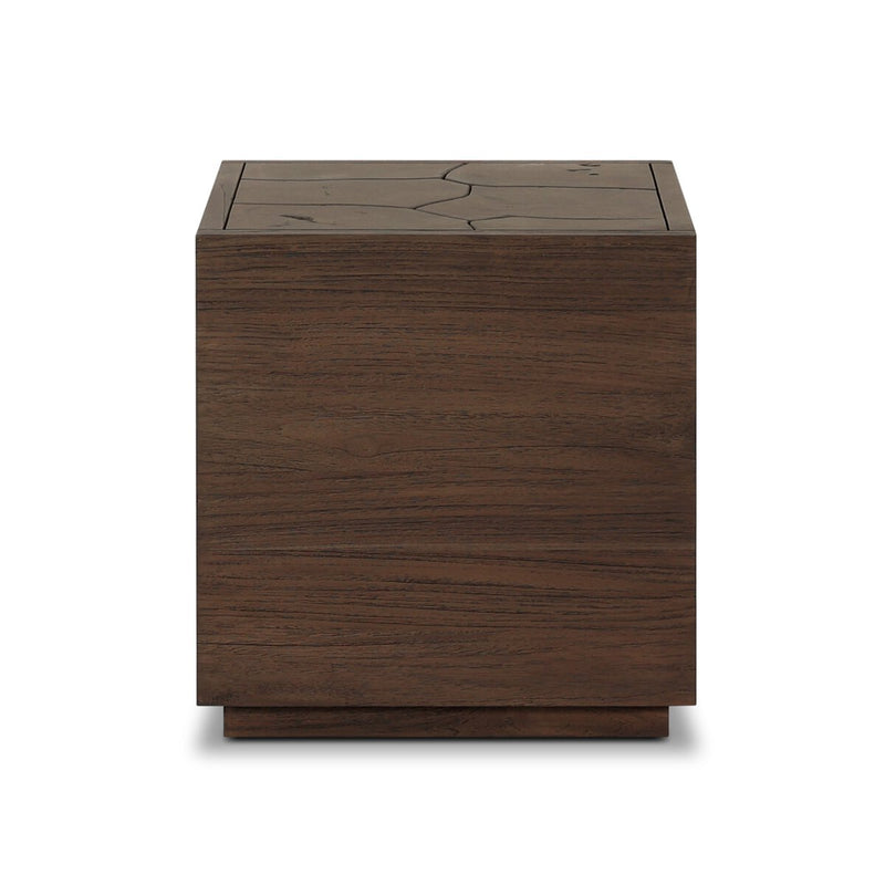 Ridge Outdoor Square End Table - Stained Saddle Brown-teak Root