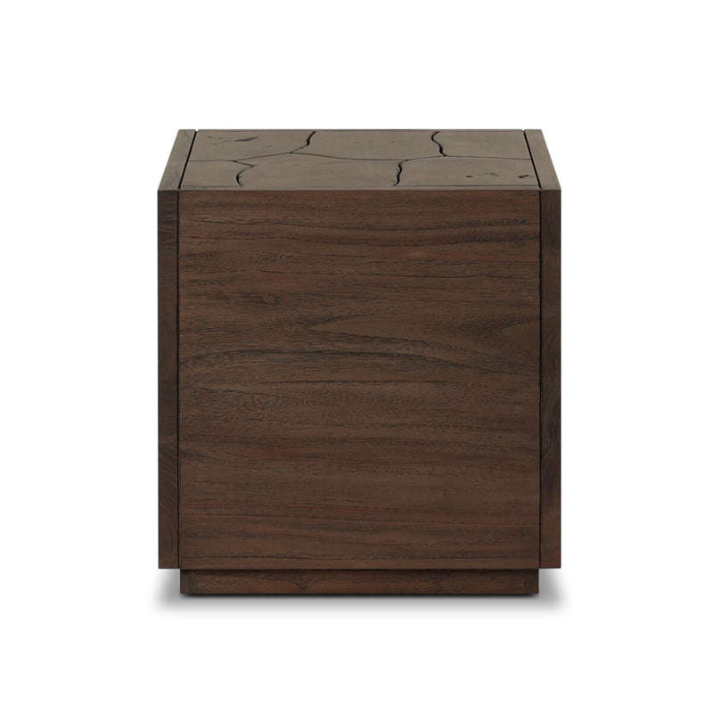 Ridge Outdoor Square End Table - Stained Saddle Brown-teak Root