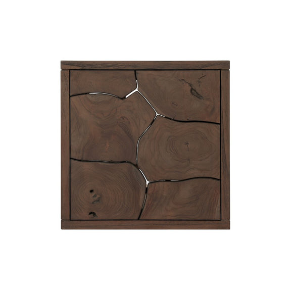 Ridge Outdoor Square End Table - Stained Saddle Brown-teak Root