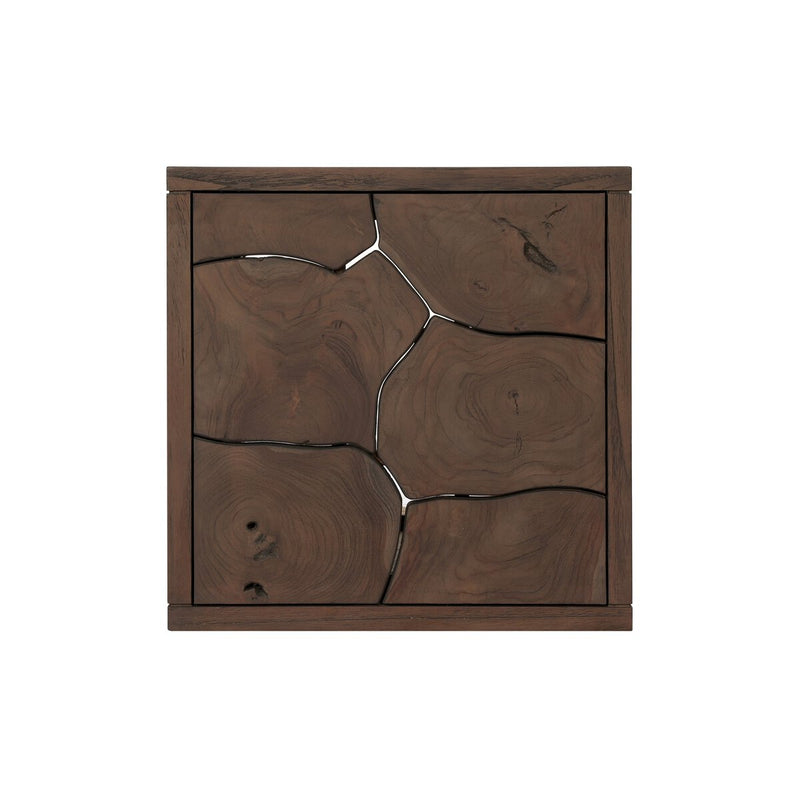 Ridge Outdoor Square End Table - Stained Saddle Brown-teak Root