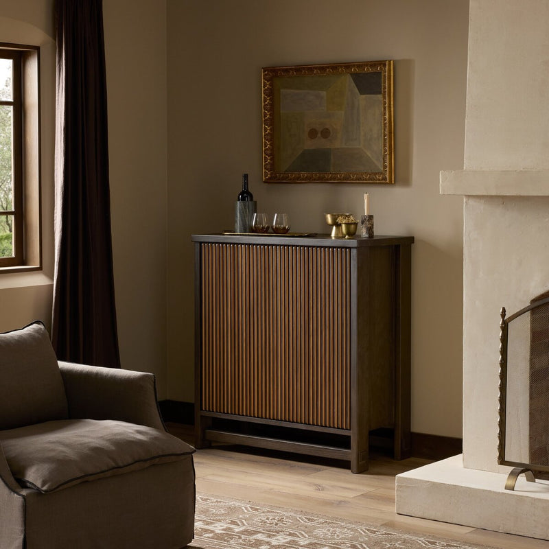 Radner Bar Cabinet - Brown Oak Veneer