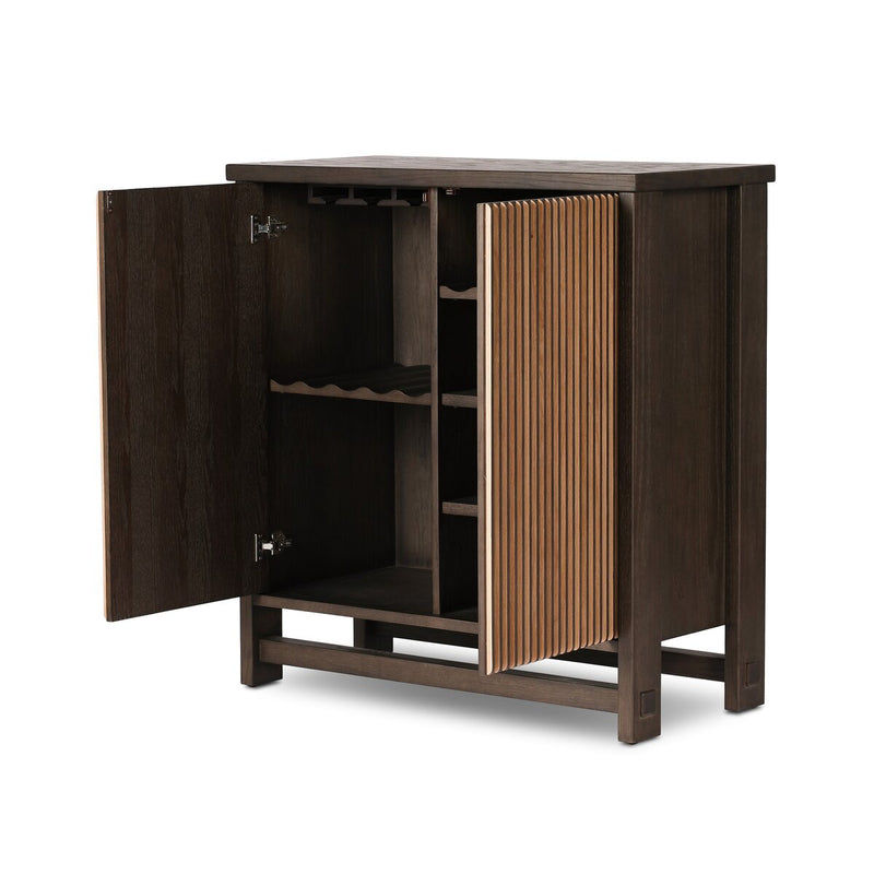 Radner Bar Cabinet - Brown Oak Veneer