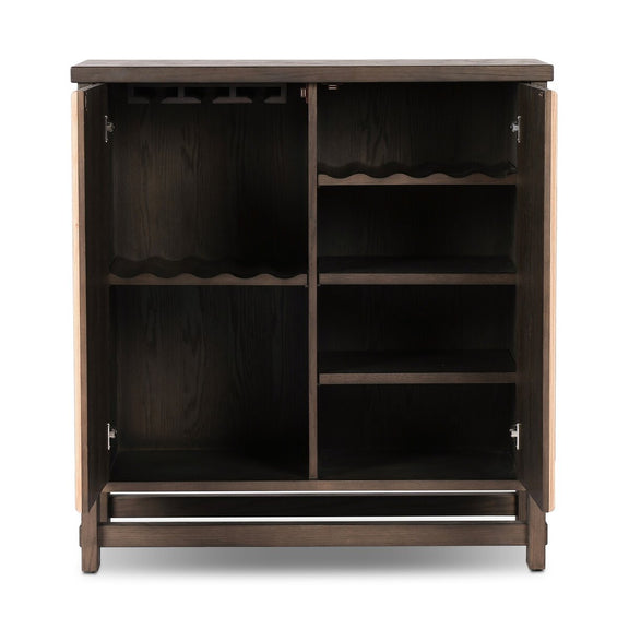 Radner Bar Cabinet - Brown Oak Veneer