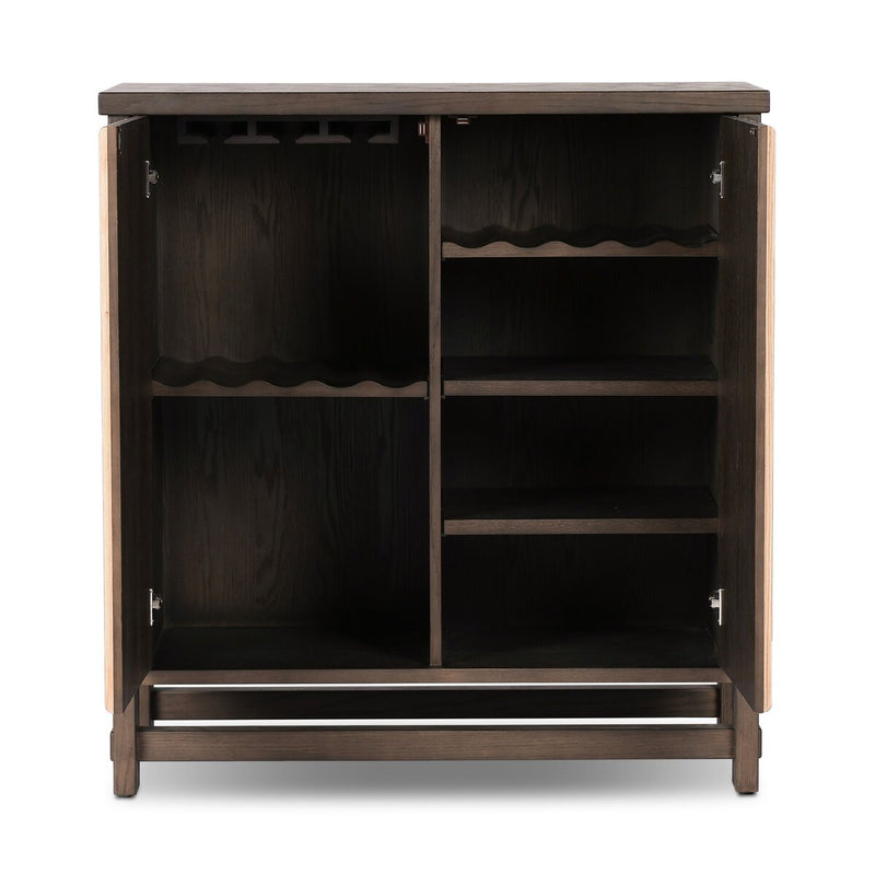 Radner Bar Cabinet - Brown Oak Veneer