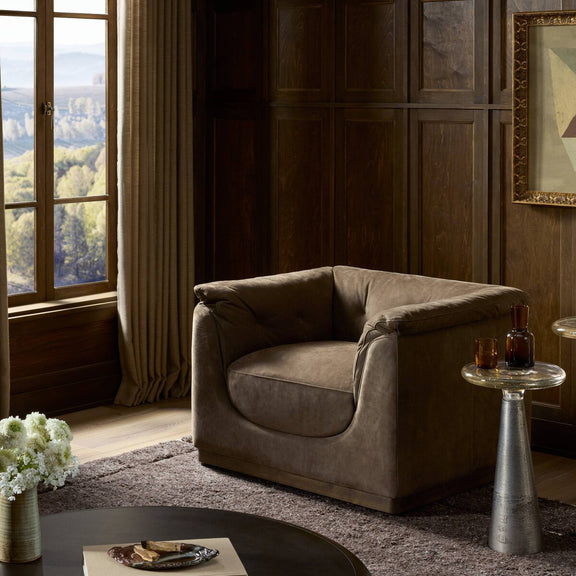 Santino Swivel Chair - Nubuck Cigar