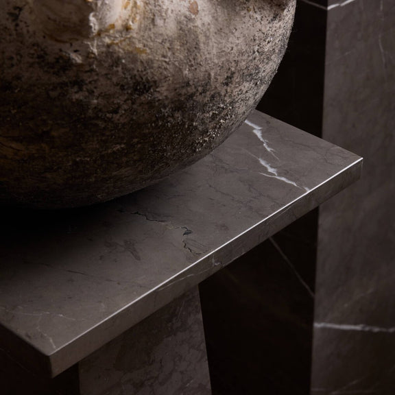 Ellric Pedestal - Grey Italian Marble