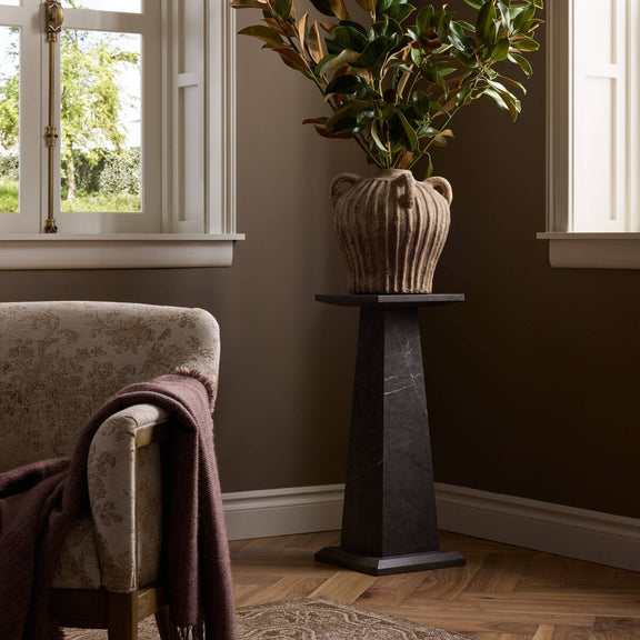 Ellric Pedestal - Grey Italian Marble