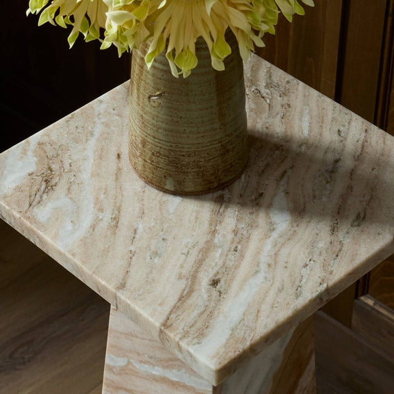 Ellric Pedestal - Beige Marble