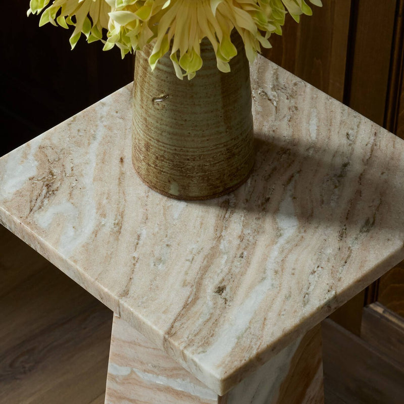 Ellric Pedestal - Beige Marble
