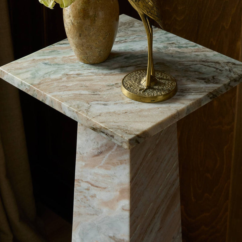 Ellric Pedestal - Beige Marble
