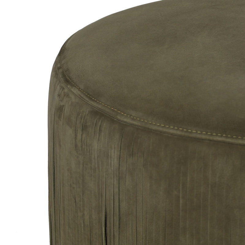 Rooney Ottoman - Nubuck Olive