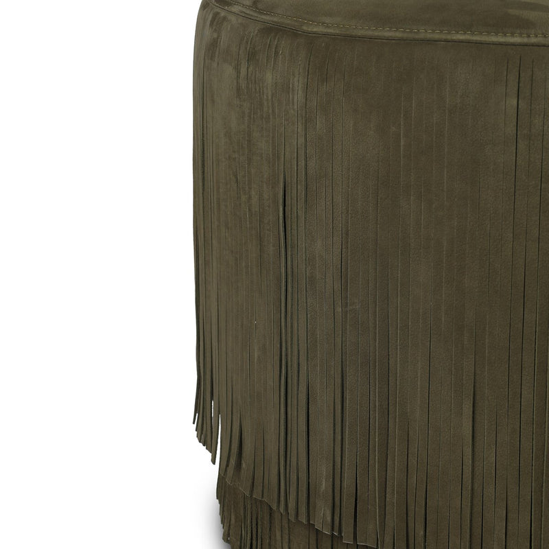 Rooney Ottoman - Nubuck Olive