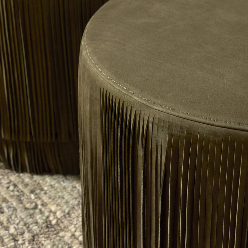 Rooney Ottoman - Nubuck Olive