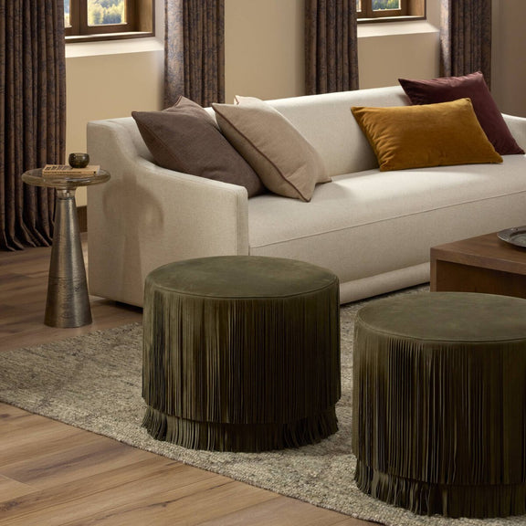 Rooney Ottoman - Nubuck Olive