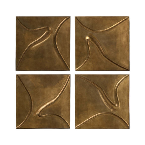 Ozias Metal Wall Panel Set - Smooth Golden
