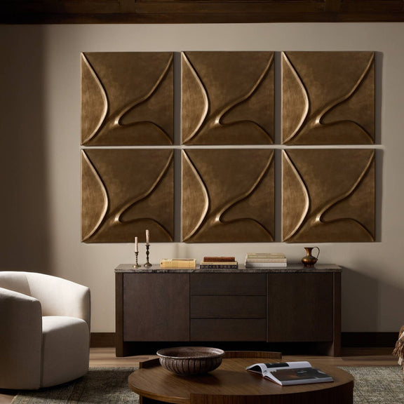 Ozias Metal Wall Panel Set - Smooth Golden