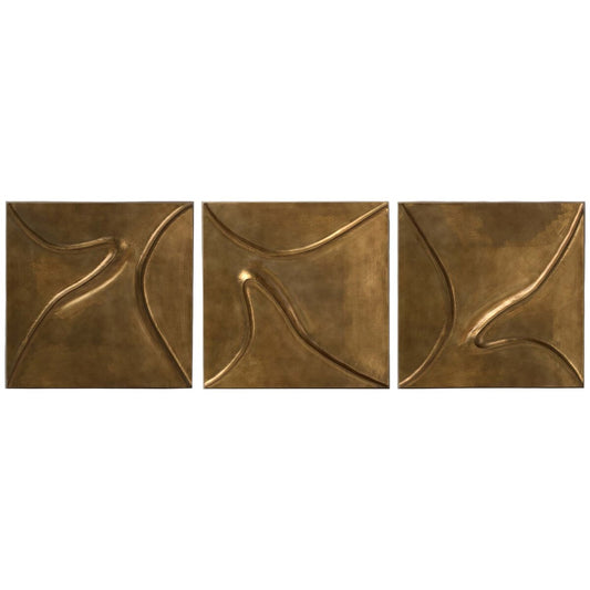 Ozias Metal Wall Panel Set - Smooth Golden