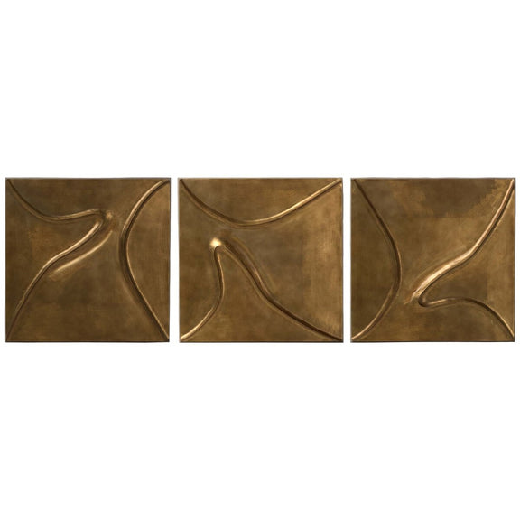 Ozias Metal Wall Panel Set - Smooth Golden