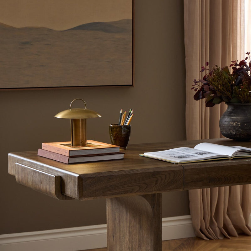 Kivo Cordless Table Lamp - Aged Antique Brass Iron