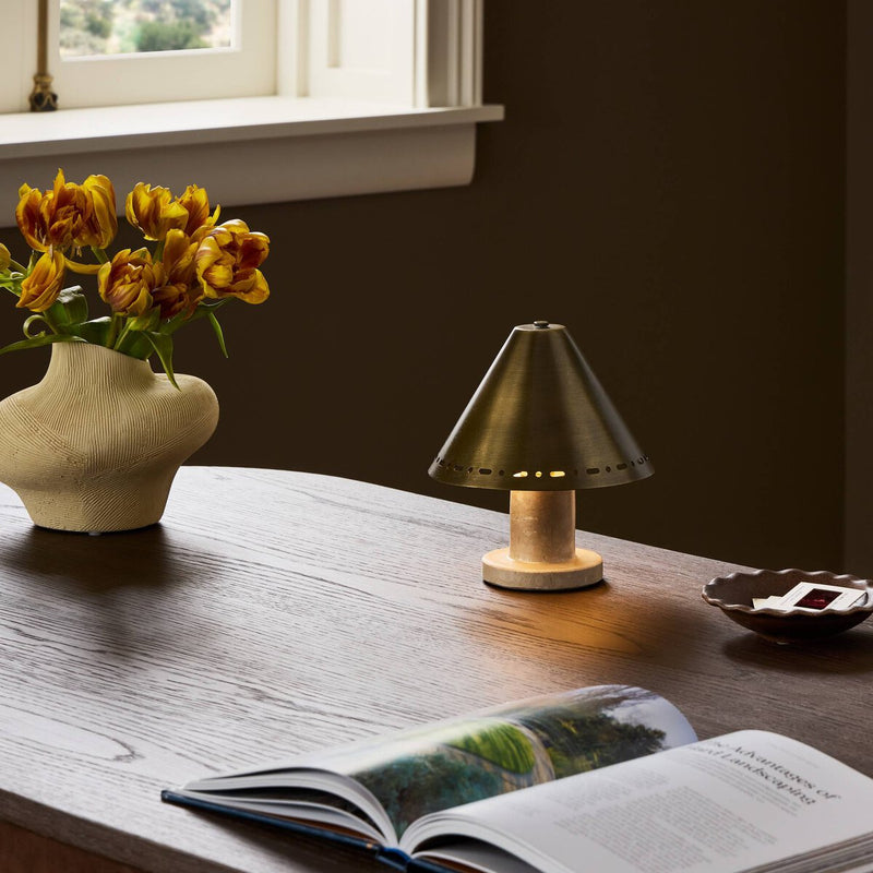 Azra Cordless Table Lamp - Aged Antique Brass Iron