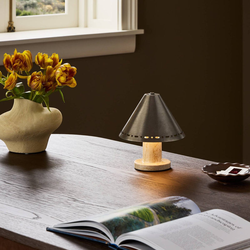 Azra Cordless Table Lamp - Antique Nickel