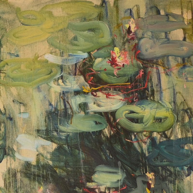 Lily Pond by Lilia Orlova-Holmes - Rustic Walnut Floater