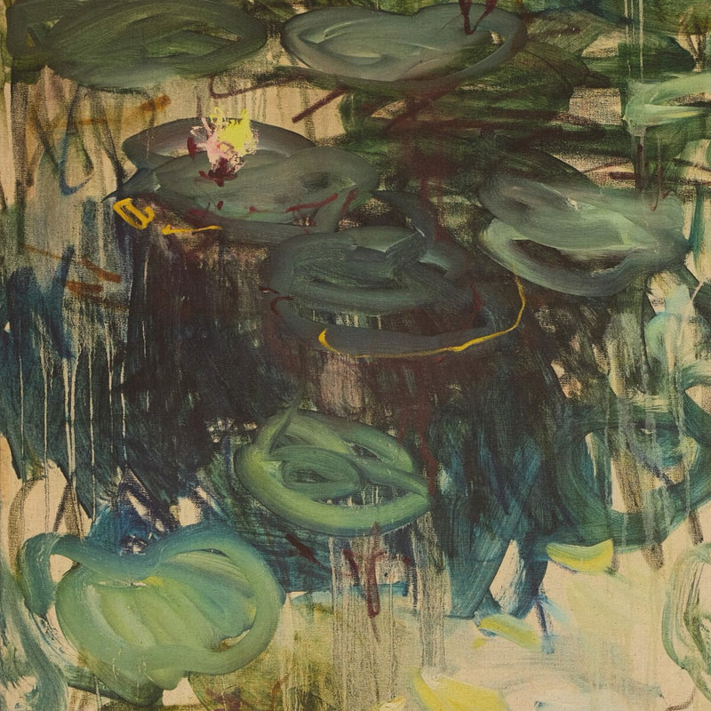 Lily Pond by Lilia Orlova-Holmes - Rustic Walnut Floater