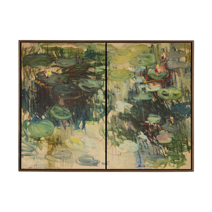 Lily Pond by Lilia Orlova-Holmes - Rustic Walnut Floater