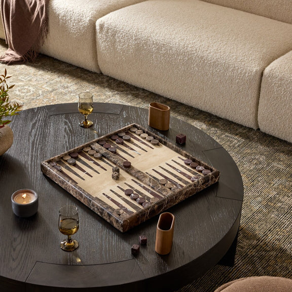 Stone Backgammon - Amber Ash Veneer