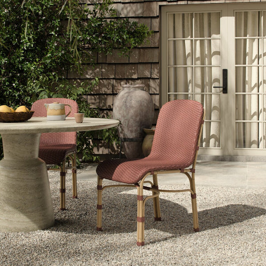 Marita Outdoor Dining Chair - Maroon Flat Weave