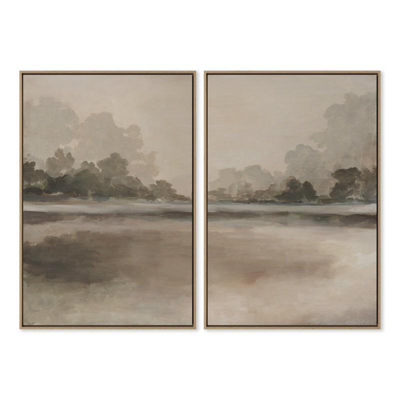 Reflections Diptych by Lauren Fuhr - Vertical Grain White Oak Floater