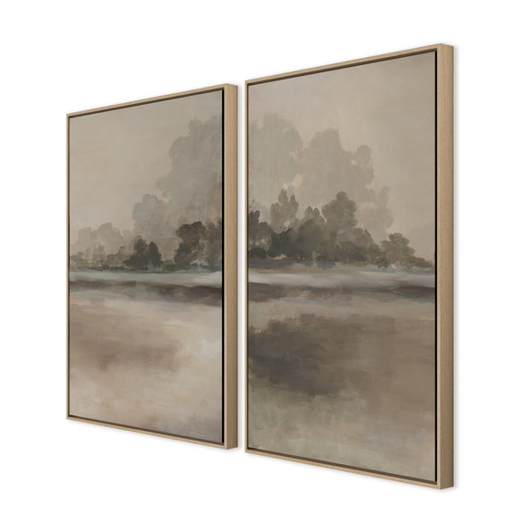 Reflections Diptych by Lauren Fuhr - Vertical Grain White Oak Floater