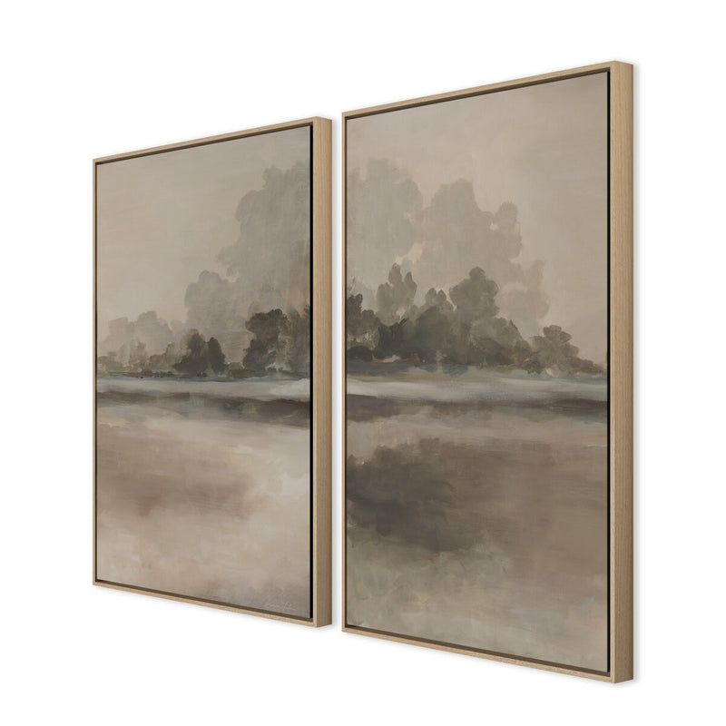 Reflections Diptych by Lauren Fuhr - Vertical Grain White Oak Floater