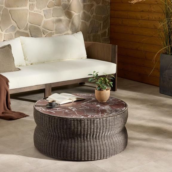 Brixby Outdoor Coffee Table - Merlot Marble