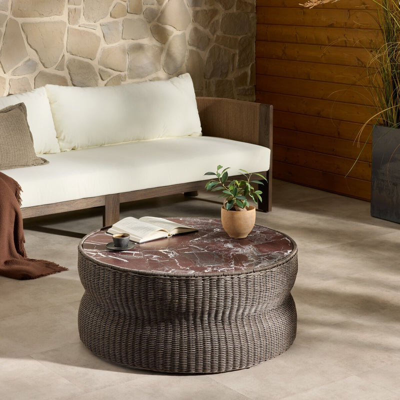 Brixby Outdoor Coffee Table - Merlot Marble