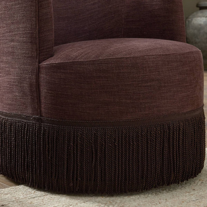 Aurora Fringe Swivel Chair - Laughlin Plum