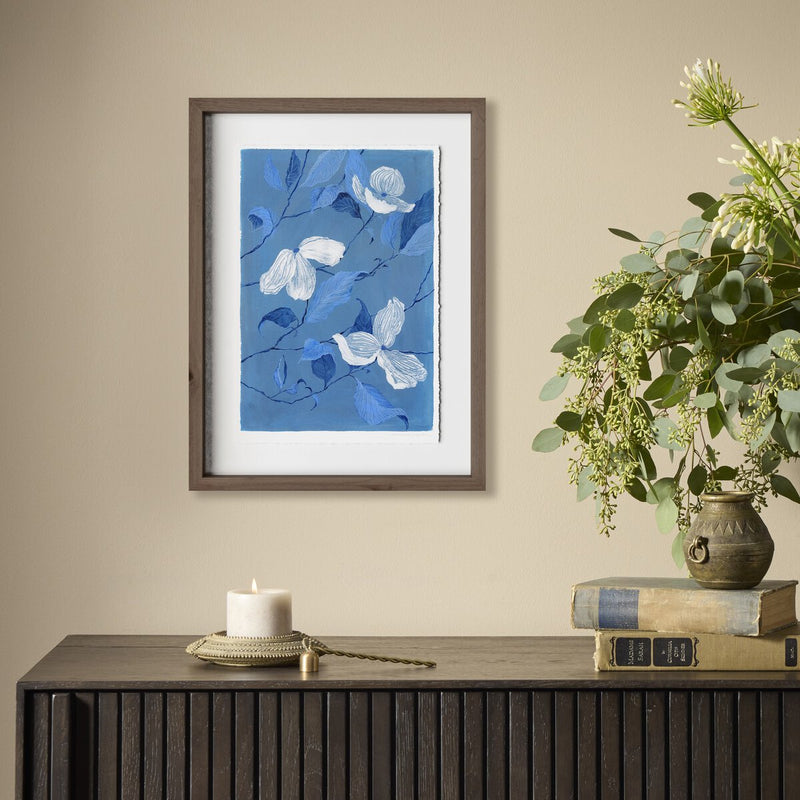 Blue Dogwood by Laurel-Dawn Latshaw - Rustic Walnut