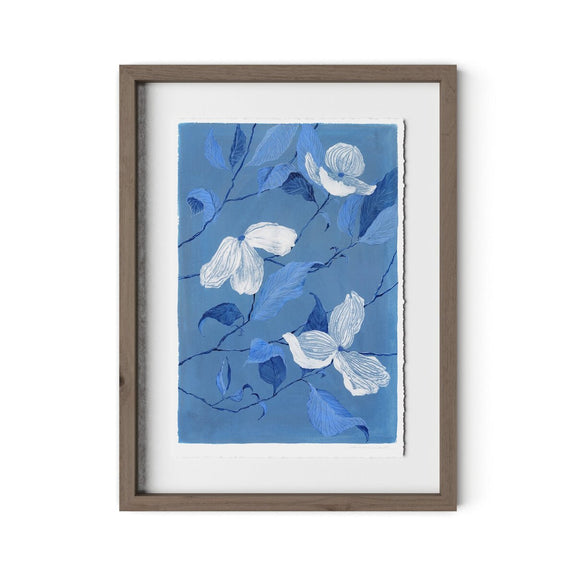 Blue Dogwood by Laurel-Dawn Latshaw - Rustic Walnut